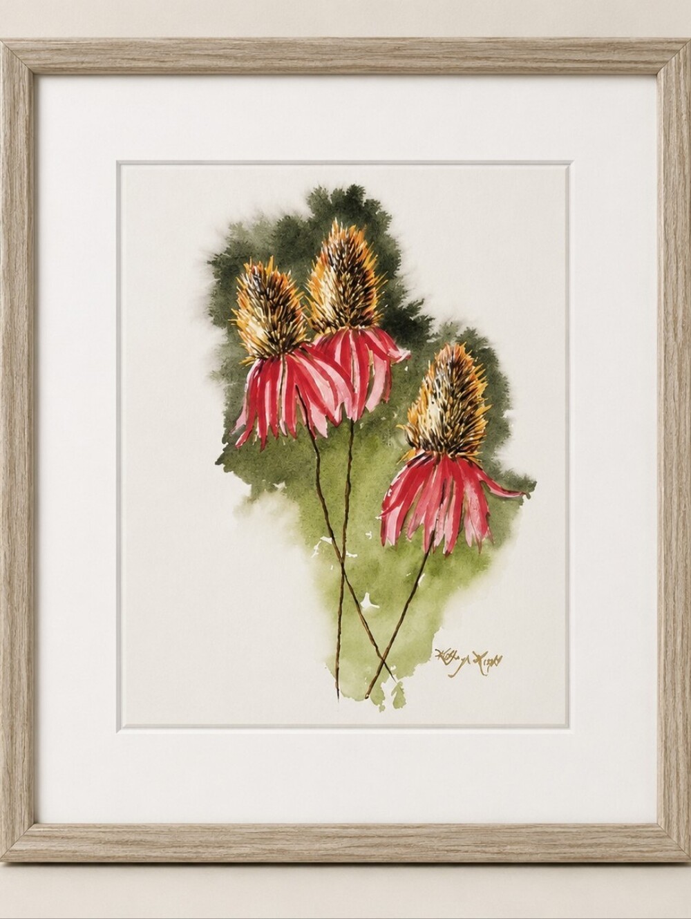 Cone Flower Original Watercolor. 7.5" x 11"